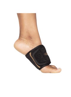 Copper Fit unisex adult Rapid Relief Plantar Fascia Arch Foot Wrap with Hot or Cold Gel Pack, Black, Adjustable