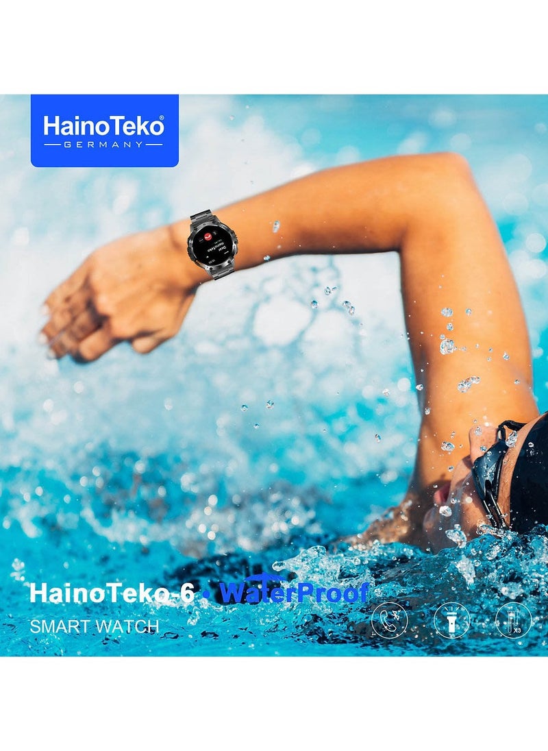 Haino Teko Haino Teko-6 Waterproof Smart Watch with AMOLED Display 3 Pair Strap and In-Built Torch Designed For Mens and Boys Black  - Image 4