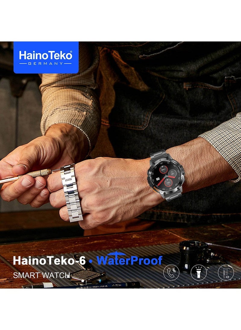 Haino Teko Haino Teko-6 Waterproof Smart Watch with AMOLED Display 3 Pair Strap and In-Built Torch Designed For Mens and Boys Black  - Image 5