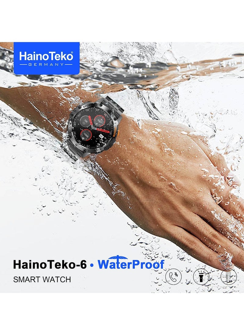 Haino Teko Haino Teko-6 Waterproof Smart Watch with AMOLED Display 3 Pair Strap and In-Built Torch Designed For Mens and Boys Black  - Image 3