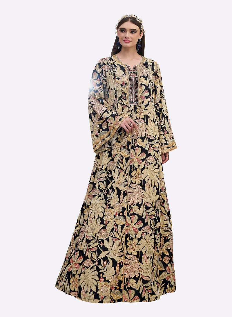 Sara Arabia جلابية سارة العربية بتصميم كولاج الأوراق - Image 1