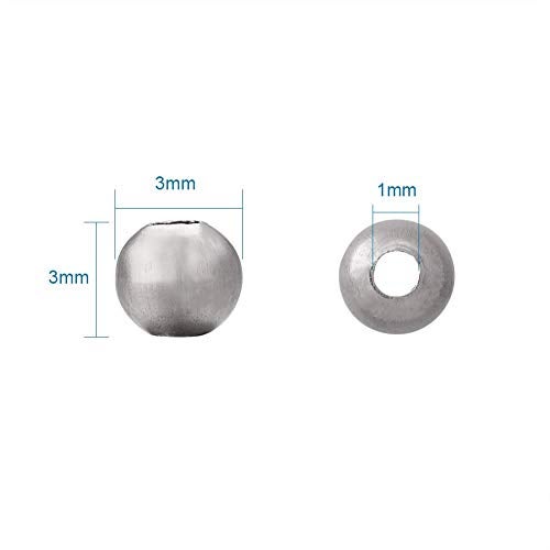 Mega Pet MegaPet 1000pcs 3mm Metal Spacer Beads 304 Stainless Steel Smooth Round Rondelle Loose Beads for DIY Bracelet Necklace Jewelry Making Crafting with 1mm Hole - Image 2