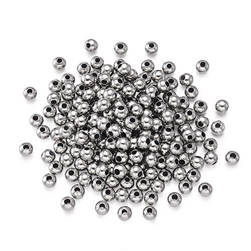 Mega Pet MegaPet 1000pcs 3mm Metal Spacer Beads 304 Stainless Steel Smooth Round Rondelle Loose Beads for DIY Bracelet Necklace Jewelry Making Crafting with 1mm Hole - Image 1
