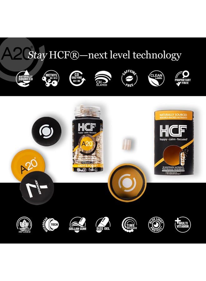 HCF A20 Microbead Brain Health Supplements for Adults for Memory, Focus, Calm, Mood, Alertness, Attention, Vision, Sleep, Immune System, 20 Premium Nootropic Nutrients Multivitamin & 7 Advances® Tech - Image 2