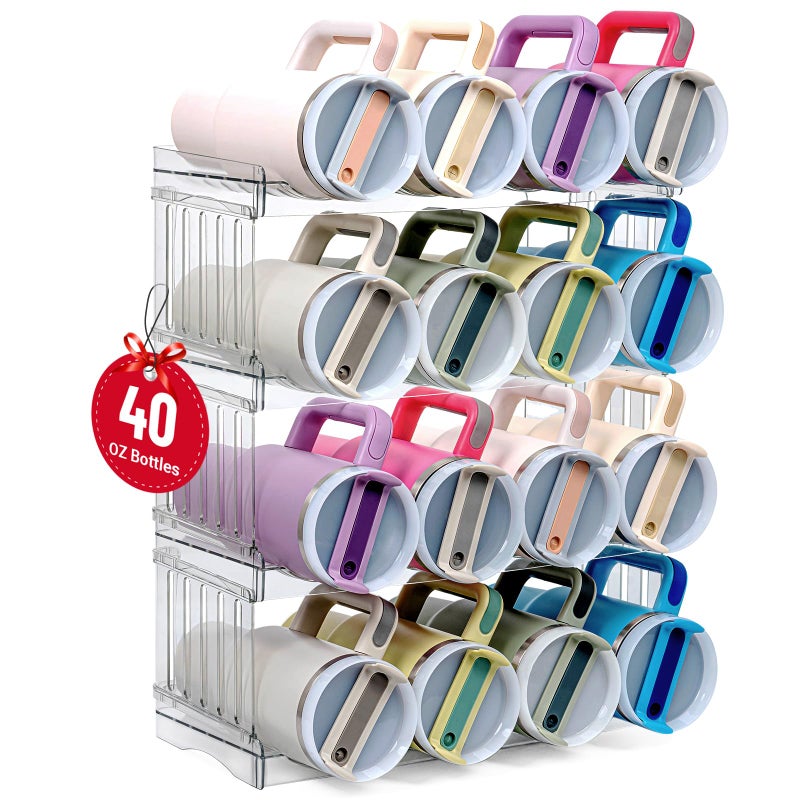 Bobomoment Water Bottle Organizer for Full Stanley 40 oz Tumbler with Handle, Cabinet Kitchen Pantry Organizers and Storage for Owala Stanley Cup Accessories Holder, Patented Stackable Tumbler Organizer Gifts - Image 1
