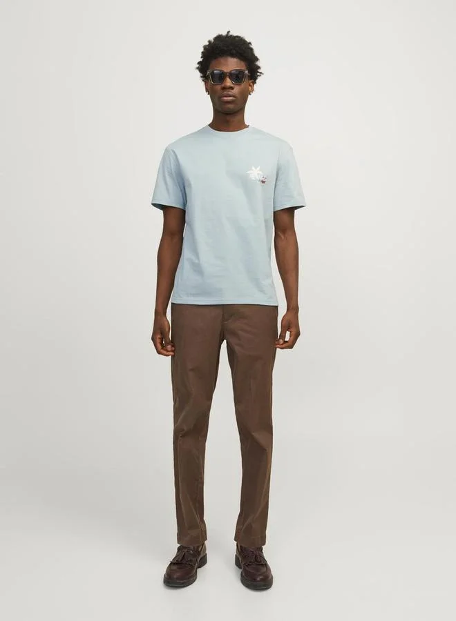 جاك اند جونز Back Graphic Print Crew Neck Relaxed Fit T-Shirt
