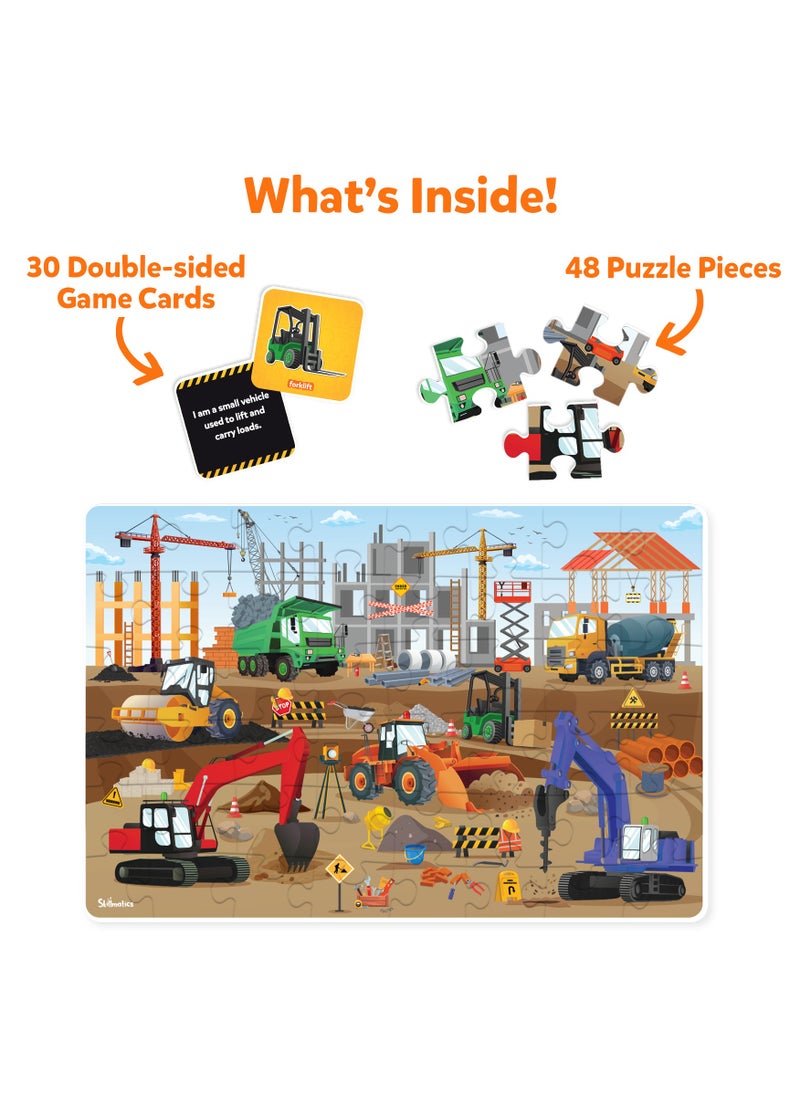 Skillmatics Piece & Play Construction Site, Jigsaw & Toddler Puzzles, Educational Toy & Game, Gifts for Boys & Girls Ages 3, 4, 5, 6, 7 (48 Pieces, 2 x 3 feet)  - Image 2