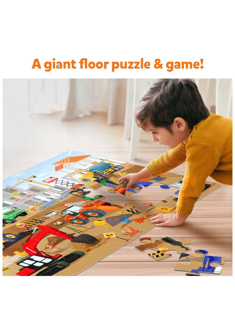 Skillmatics Piece & Play Construction Site, Jigsaw & Toddler Puzzles, Educational Toy & Game, Gifts for Boys & Girls Ages 3, 4, 5, 6, 7 (48 Pieces, 2 x 3 feet)  - Image 3
