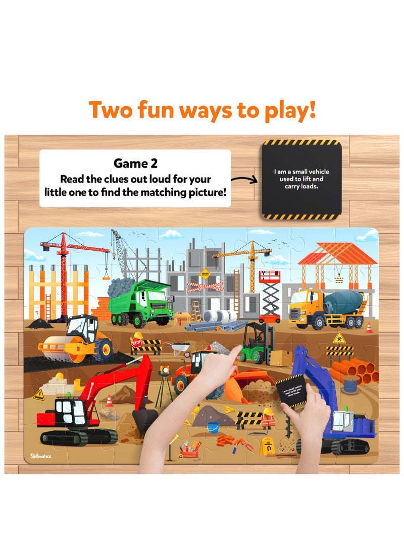 Skillmatics Piece & Play Construction Site, Jigsaw & Toddler Puzzles, Educational Toy & Game, Gifts for Boys & Girls Ages 3, 4, 5, 6, 7 (48 Pieces, 2 x 3 feet)  - Image 5