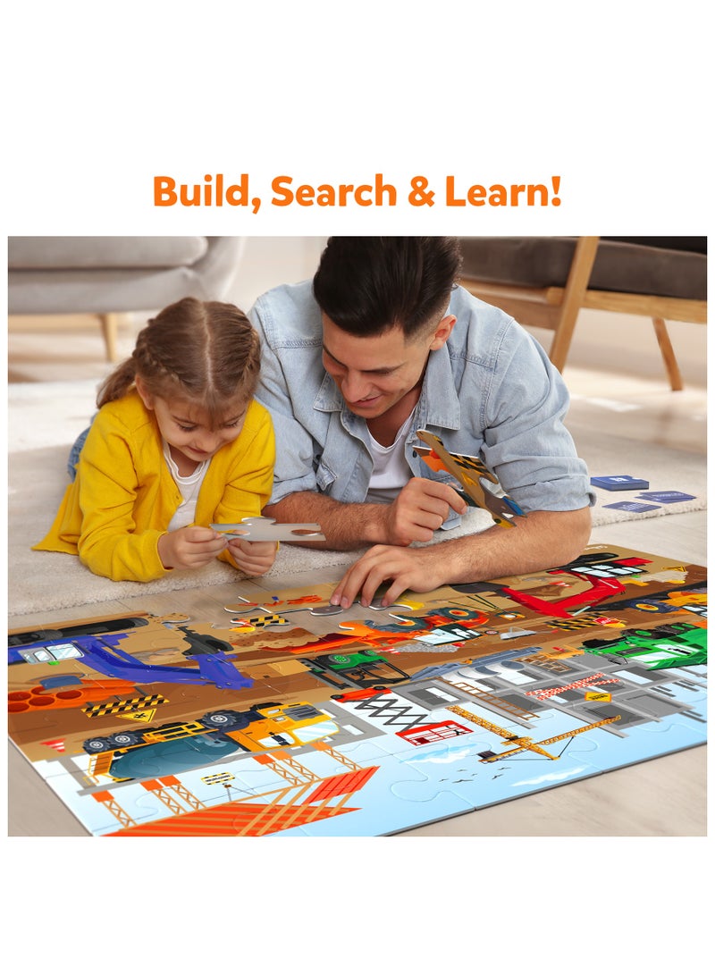 Piece & Play Construction Site, Jigsaw & Toddler Puzzles, Educational Toy & Game, Gifts for Boys & Girls Ages 3, 4, 5, 6, 7 (48 Pieces, 2 x 3 feet)