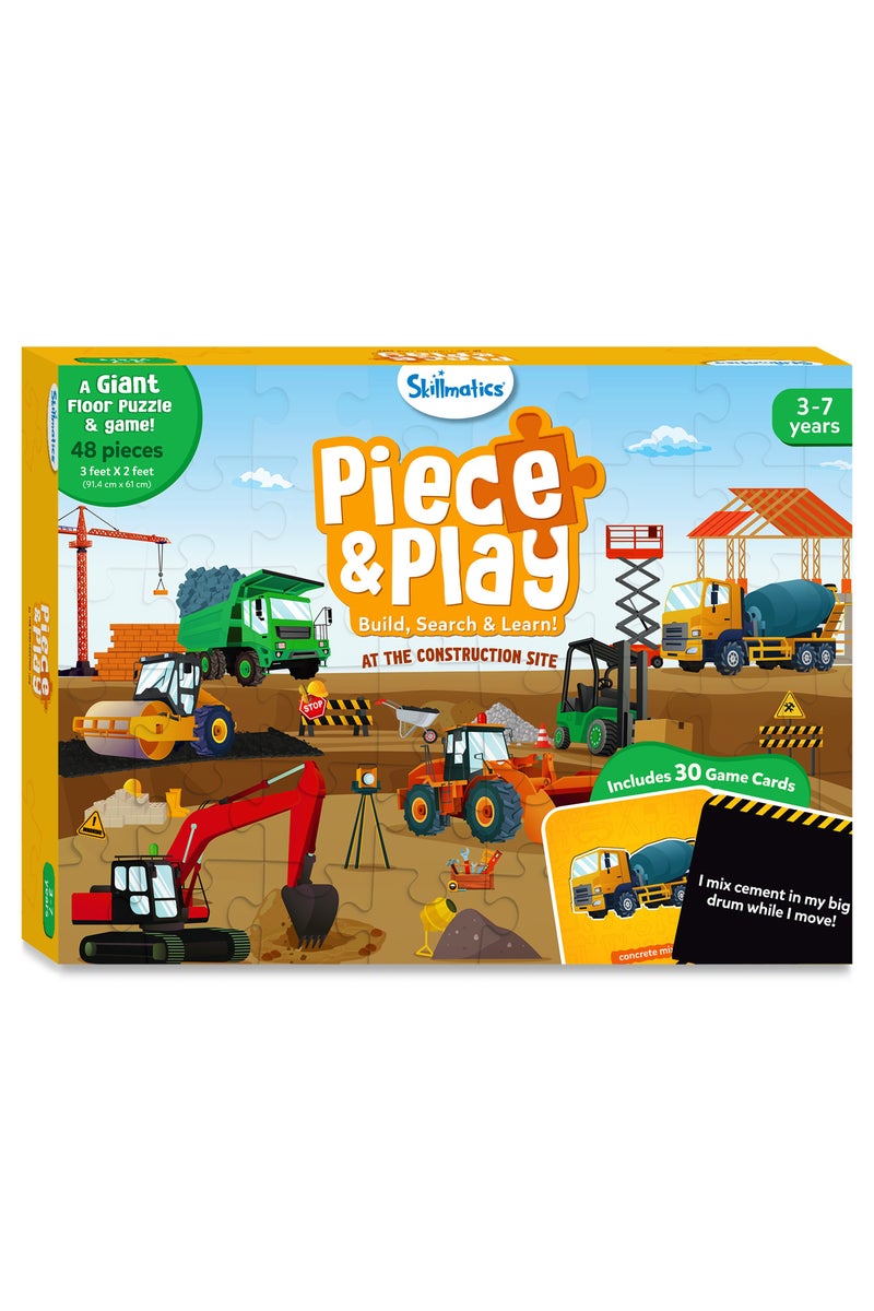 Piece & Play Construction Site, Jigsaw & Toddler Puzzles, Educational Toy & Game, Gifts for Boys & Girls Ages 3, 4, 5, 6, 7 (48 Pieces, 2 x 3 feet)