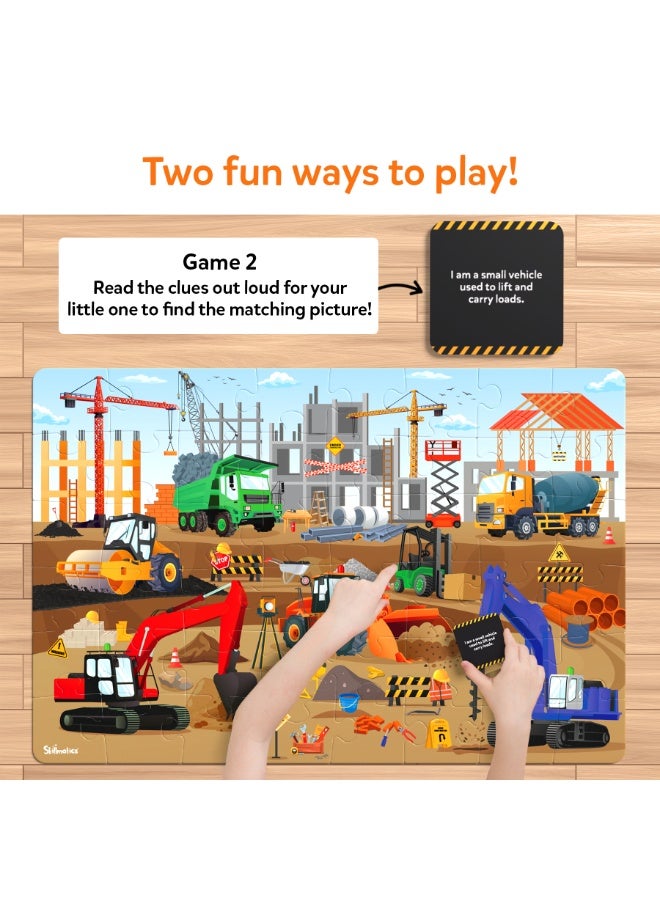 Skillmatics Piece & Play Construction Site, Jigsaw & Toddler Puzzles, Educational Toy & Game, Gifts for Boys & Girls Ages 3, 4, 5, 6, 7 (48 Pieces, 2 x 3 feet) - Image 5
