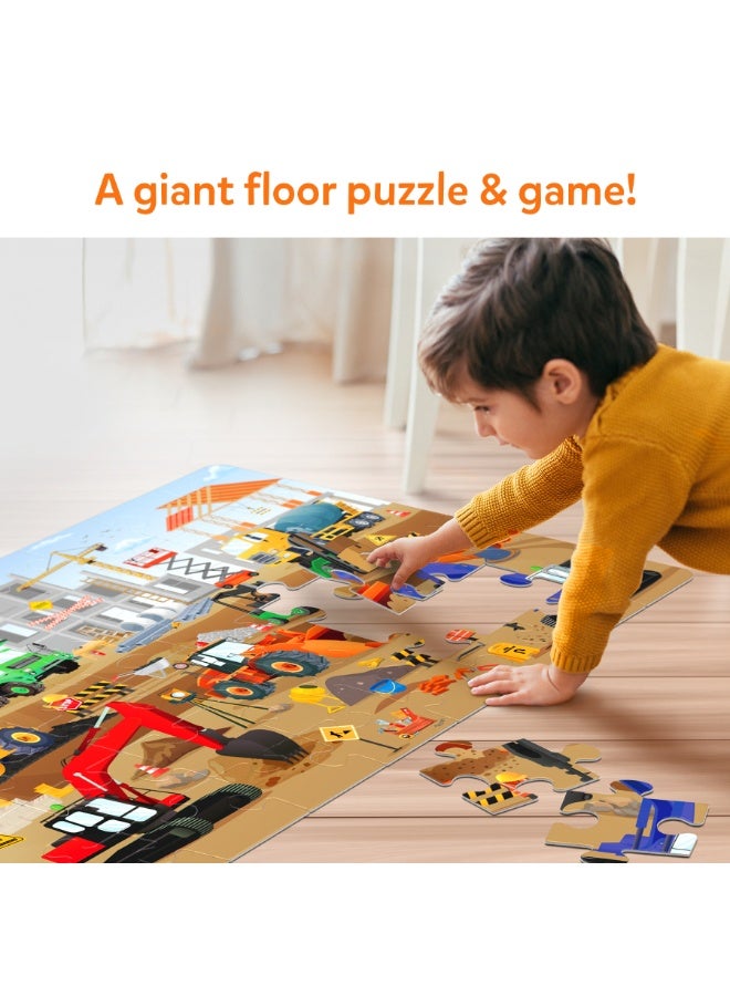 Skillmatics Piece & Play Construction Site, Jigsaw & Toddler Puzzles, Educational Toy & Game, Gifts for Boys & Girls Ages 3, 4, 5, 6, 7 (48 Pieces, 2 x 3 feet) - Image 3