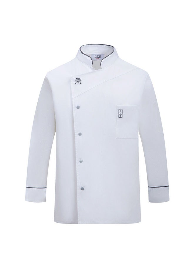 NIBEMINENT Chef Coat Hotel Costume Kitchen Uniform Shirts Long Sleeves Chef Jackets Men Women Waiter Western Restaurant Work Clothes  - Image 1