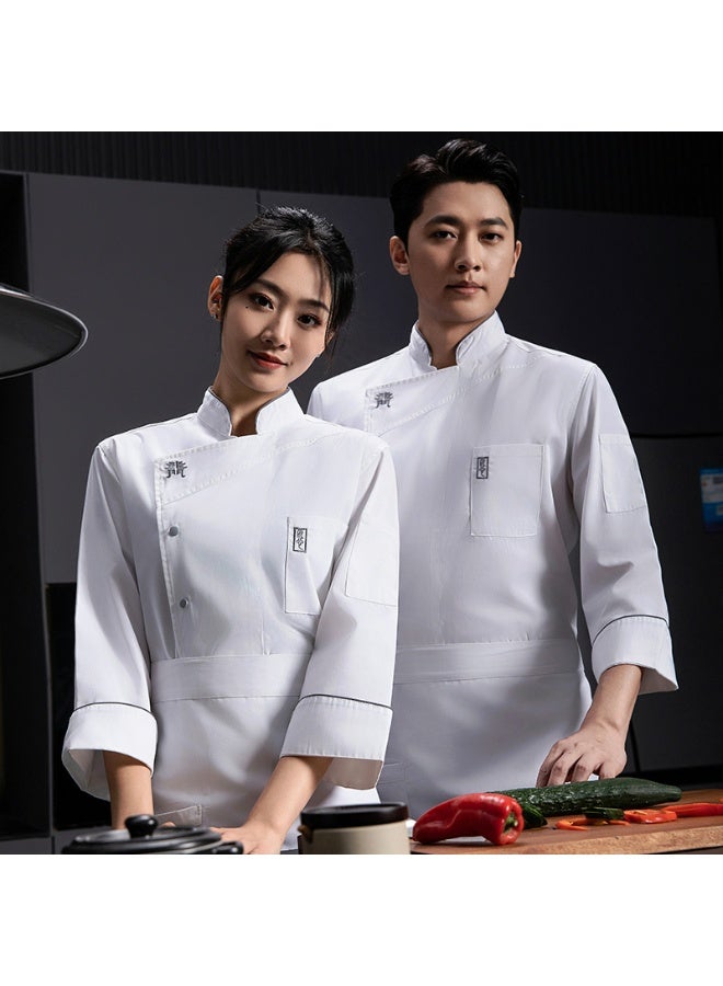NIBEMINENT Chef Coat Hotel Costume Kitchen Uniform Shirts Long Sleeves Chef Jackets Men Women Waiter Western Restaurant Work Clothes  - Image 3
