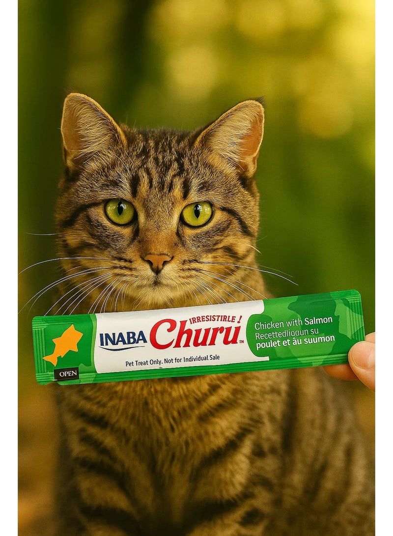 إينابا 5 عبوات مكافآت القطط بالدجاج مع السلمون – 5 قطع × 14 جم - Image 1