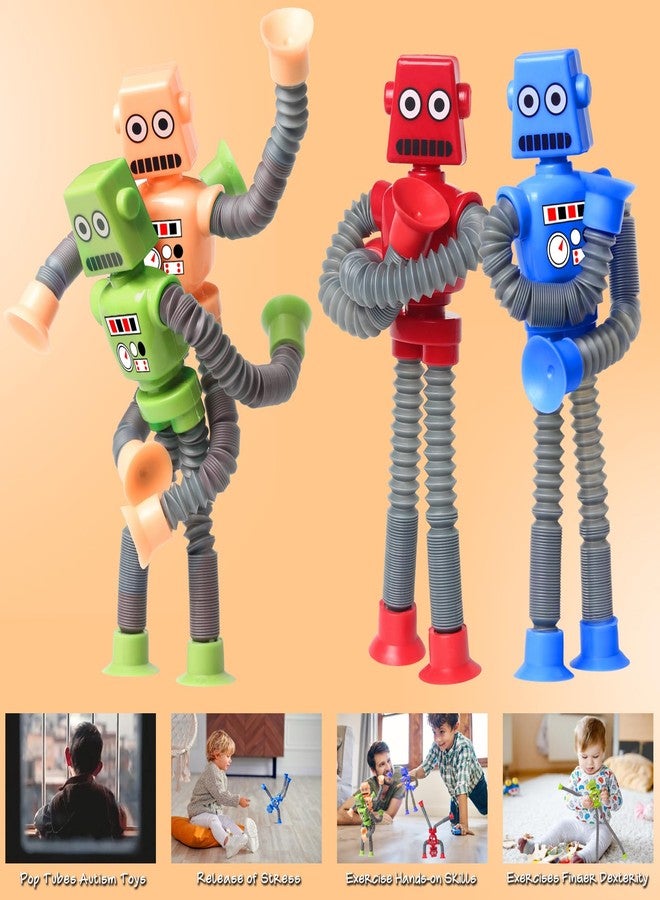 SYSAMA 4 Pcs Shape Changing Robot Toy, Telescopic Pop Tubes Sensory Toys Basket Stocking Stuffer for Kids with Autism, ADHD Fidget Baby Toys for Anxiety Toddlers for 3-9 Year Old Boys Girls - Image 5