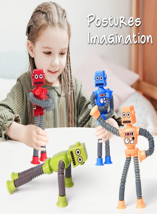 SYSAMA 4 Pcs Shape Changing Robot Toy, Telescopic Pop Tubes Sensory Toys Basket Stocking Stuffer for Kids with Autism, ADHD Fidget Baby Toys for Anxiety Toddlers for 3-9 Year Old Boys Girls - Image 2