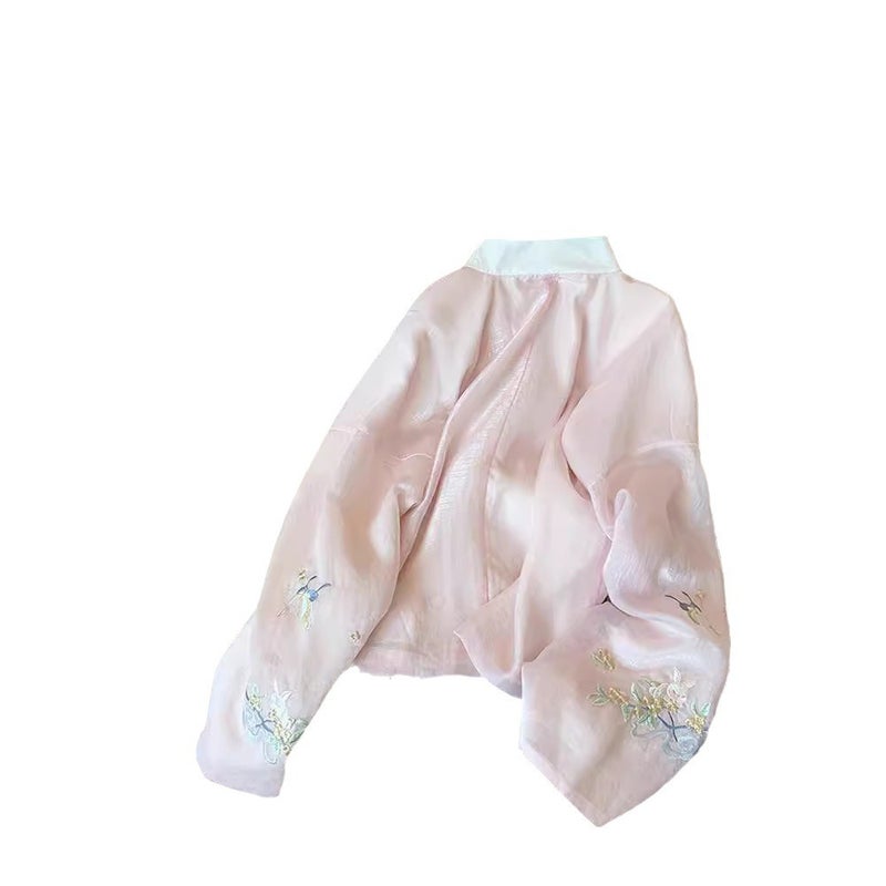 New Chinese Style Pink Embroidered Collar Long Sleeve Shirt Women'S 2024 Spring Guofeng Gentle Sweet Elegant Lightweight Top - Image 5