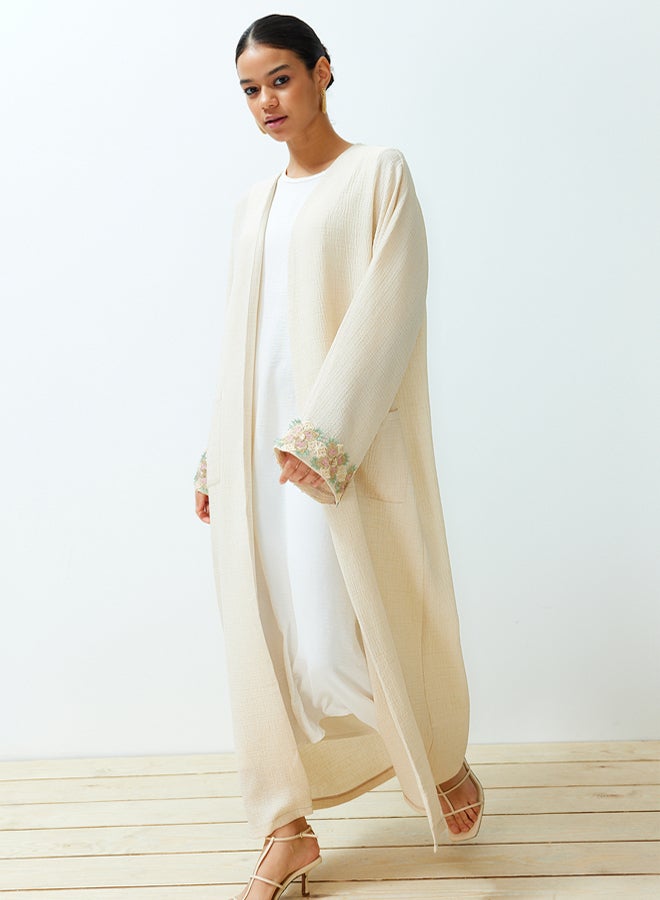 trendyol Stone Embroidery Detailed Long Woven Cap & Abaya & Abaya TCTSS24KF00005 - Image 3