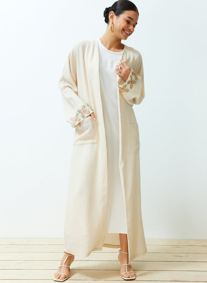 trendyol Stone Embroidery Detailed Long Woven Cap & Abaya & Abaya TCTSS24KF00005 - Image 2
