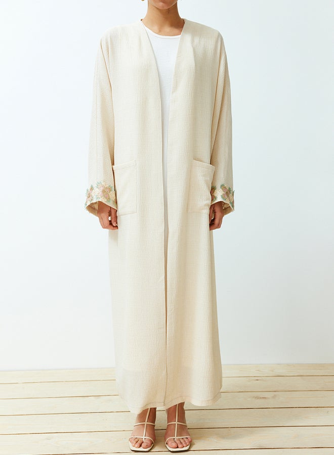 trendyol Stone Embroidery Detailed Long Woven Cap & Abaya & Abaya TCTSS24KF00005 - Image 4