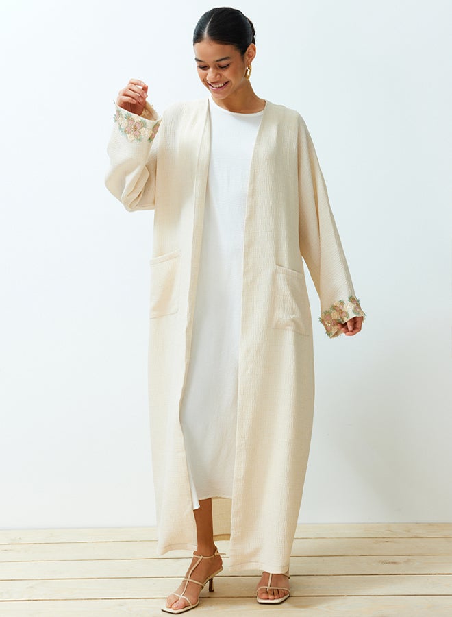 trendyol Stone Embroidery Detailed Long Woven Cap & Abaya & Abaya TCTSS24KF00005 - Image 1