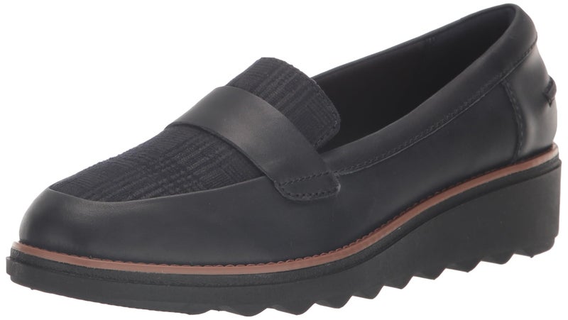 Clarks Women's Sharon Gracie Loafer, Navy Combi Leather, 8 Wide - Image 2