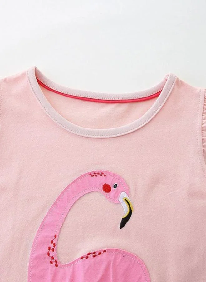 يونيكي Pink Fit & Flare Crew Neck Printed Dress