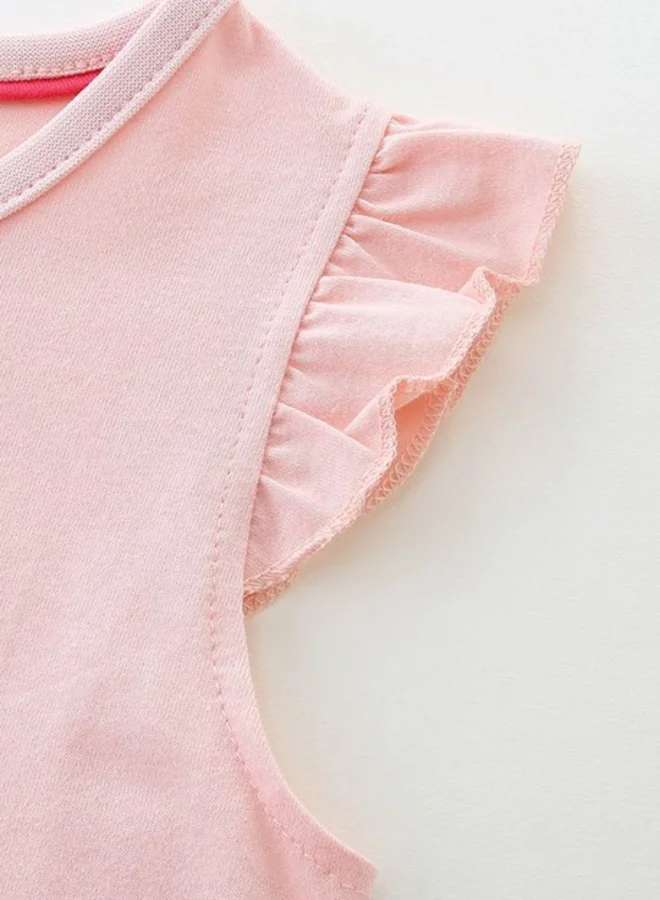 يونيكي Pink Fit & Flare Crew Neck Printed Dress