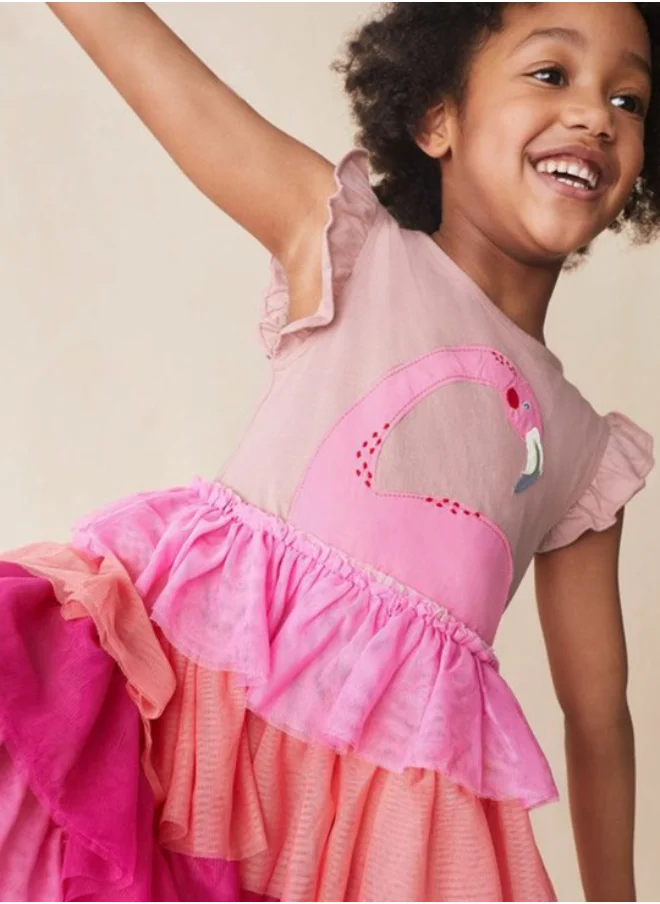 YUNIQEE Pink Fit & Flare Crew Neck Printed Dress