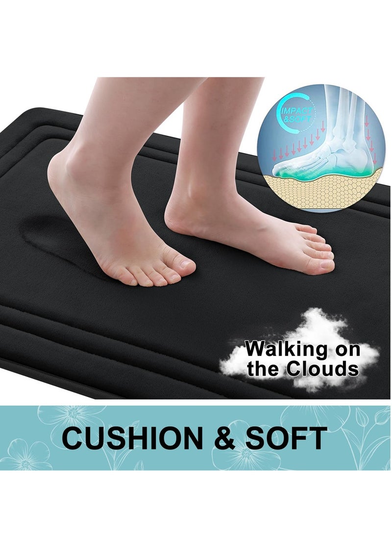 Excefore سجادة حمام من فوم الذاكرة ميكروفايبر سجادة حمام قابلة للغسل في الغسالة 40x60 سم - Image 3