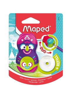 Maped Tantem Eraser Sharpener Combo With Extra Eraser Refill Assorted Body Colours  - Image 1