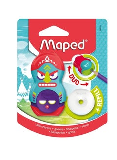 Maped Tantem Eraser Sharpener Combo With Extra Eraser Refill Assorted Body Colours  - Image 2