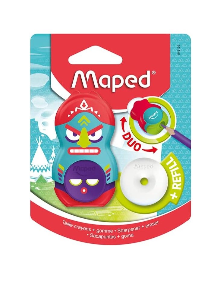 Maped - مجموعة مبراة ممحاة Tantem مع عبوة إضافية لممحاة بألوان متنوعة - Image 1