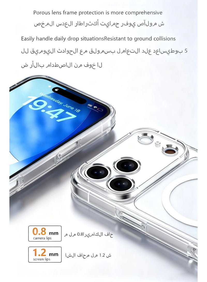 ألترون جراب شفاف مغناطيسي وغير مغناطيسي من ALTRONE Aurora متوافق مع iPhone 17 Pro Max، مضاد للاصفرار، يحمي العدسات، تصميم نحيف مقاوم للصدمات (إصدار 2025) (أبيض شفاف) - Image 5