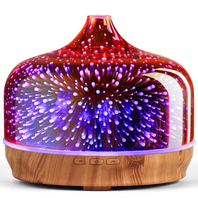 500ML ESSENTIAL OIL DIFFUSER 3D GLASS AROMATHERAPY ULTRASONIC HUMIDIFIER AUTO SHUTOFF TIMER SETTING BPA FREE FOR HOME HOTEL YOGA SPA GIFT