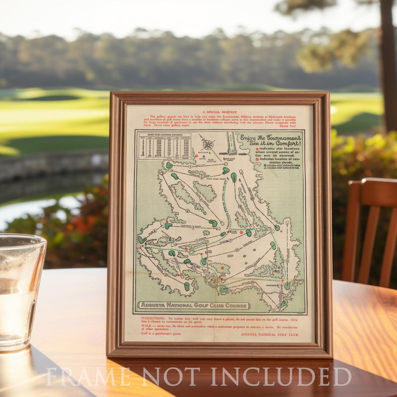 Lone Star Art Vintage Masters Golf Augusta National Wall Art Course Map 1954 Golf Decor - Golf Wall Art Poster Golf Pictures Wall Decor for Your Office or Home - Masters Golf Merchandise Golf Art 11x14 Print - Image 3