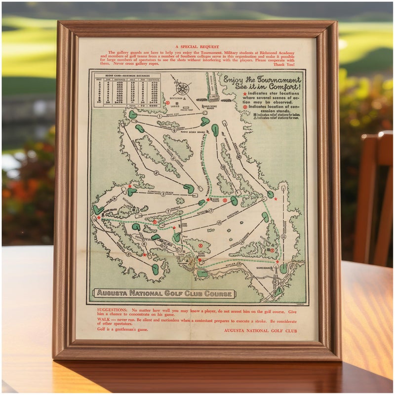 Lone Star Art Vintage Masters Golf Augusta National Wall Art Course Map 1954 Golf Decor - Golf Wall Art Poster Golf Pictures Wall Decor for Your Office or Home - Masters Golf Merchandise Golf Art 11x14 Print - Image 2