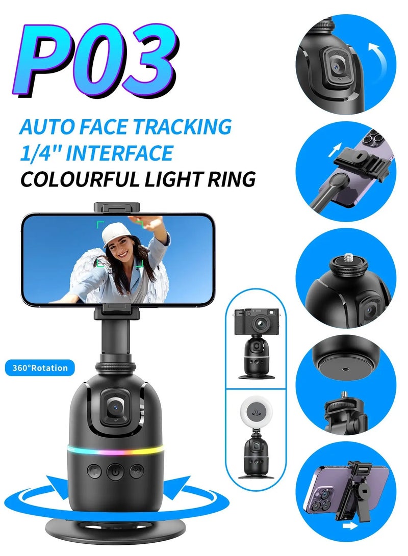 PO3 360 Rotating Intelligence Vlogging Kit gimbal Stabilizer 360 AI Rotation Auto Face Tracking Mobile Selfie Stick Tripod - Image 4