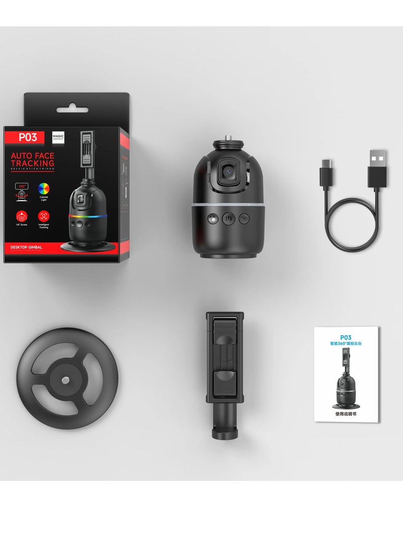 PO3 360 Rotating Intelligence Vlogging Kit gimbal Stabilizer 360 AI Rotation Auto Face Tracking Mobile Selfie Stick Tripod - Image 2