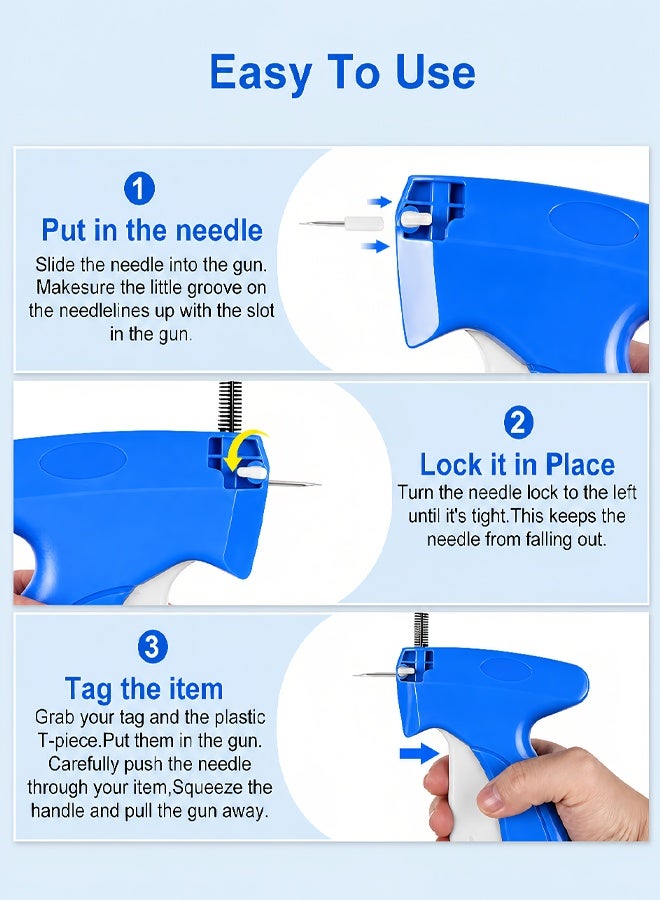 Garment Tag Attacher Gun Price Tagging Gun with 5 Needles and 1000 Fasteners Clothing Label Gun for Store Warehouse Retail Yard Sale Blue - Image 5