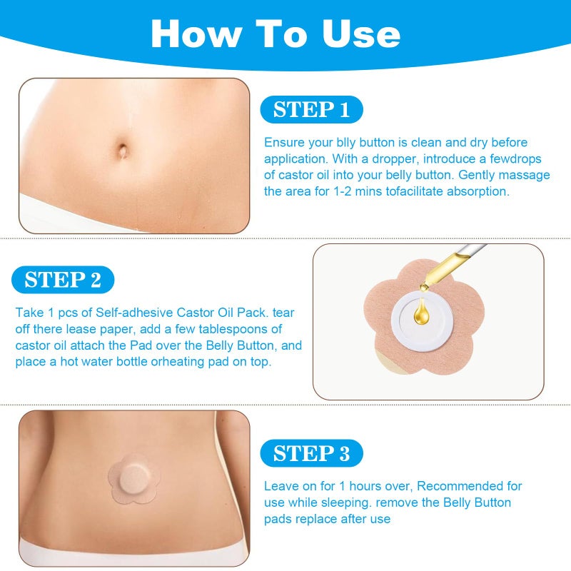 Jconly 100PCS Castor Oil Patches, FDA/MDR Certified Carrier Patches for Castor Oil | Medical-Grade Self-Adhesive Pads | Belly Button Patch for Caster Oil, Portable Breathable Anti Leakage Anti-Slip No Wash - Image 4