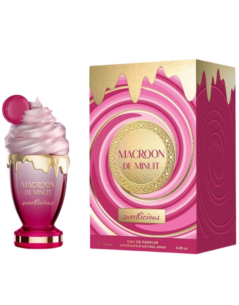 Macroon De Minuit Sweetlicious Eau de Parfum 100ml for Women – Long Lasting Fruity Gourmand Perfume with Peach, Vanilla & Amber Notes