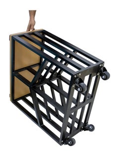 NABCO Wood Rack Trolley with Solid Wood Frame for Patio – 70x35x84 cm, Compact Outdoor Firewood Storage, Durable and Stylish for Garden or Deck, Natural Teak/Black  - Image 3