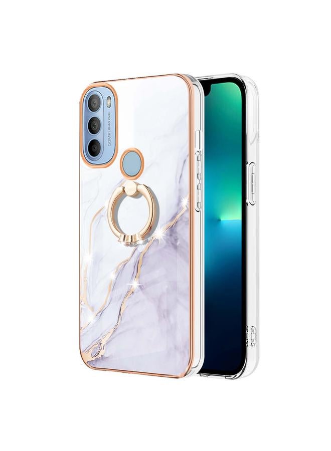 S-TOP Case For Motorola Moto G31/G41 Electroplating Marble Pattern IMD TPU Shockproof Phone Case with Ring Holder - Image 2