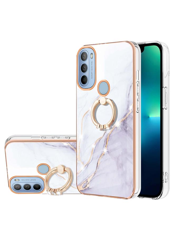 S-TOP Case For Motorola Moto G31/G41 Electroplating Marble Pattern IMD TPU Shockproof Phone Case with Ring Holder - Image 1