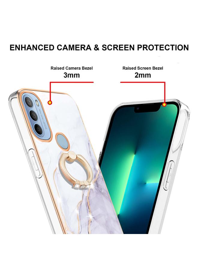 S-TOP Case For Motorola Moto G31/G41 Electroplating Marble Pattern IMD TPU Shockproof Phone Case with Ring Holder - Image 3