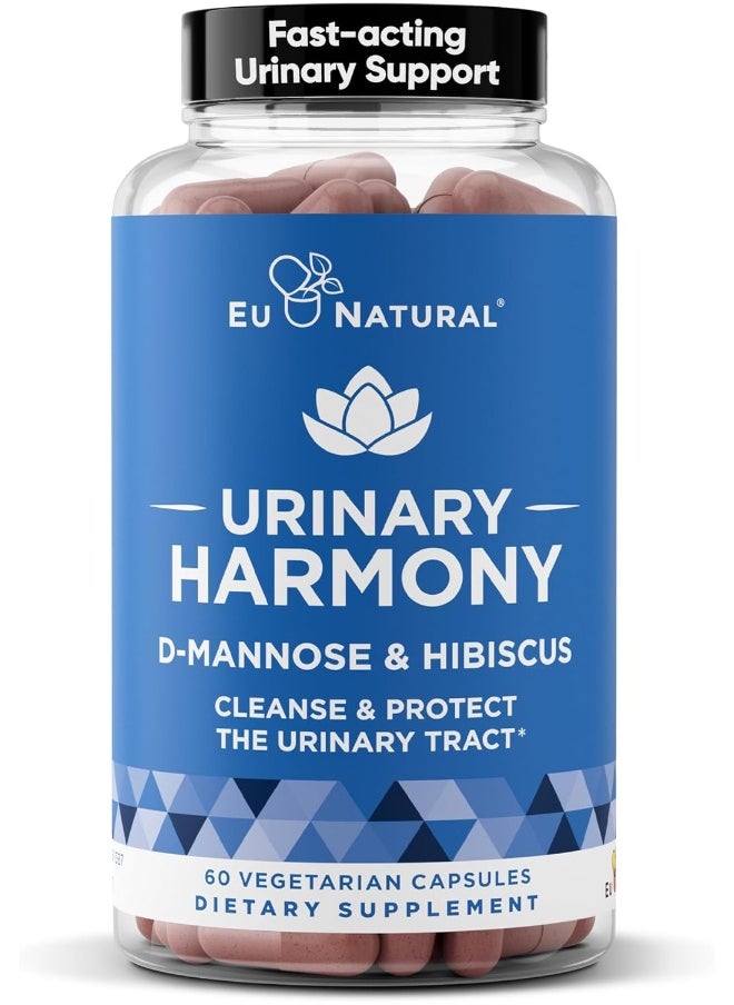 Eu Natural Harmony D-Mannose – Urinary Tract Ut Cleanse & Bladder Health – Fast-Acting Detoxifying Strength, Flush Impurities, Clear System – Hibiscus Pills  - Image 1