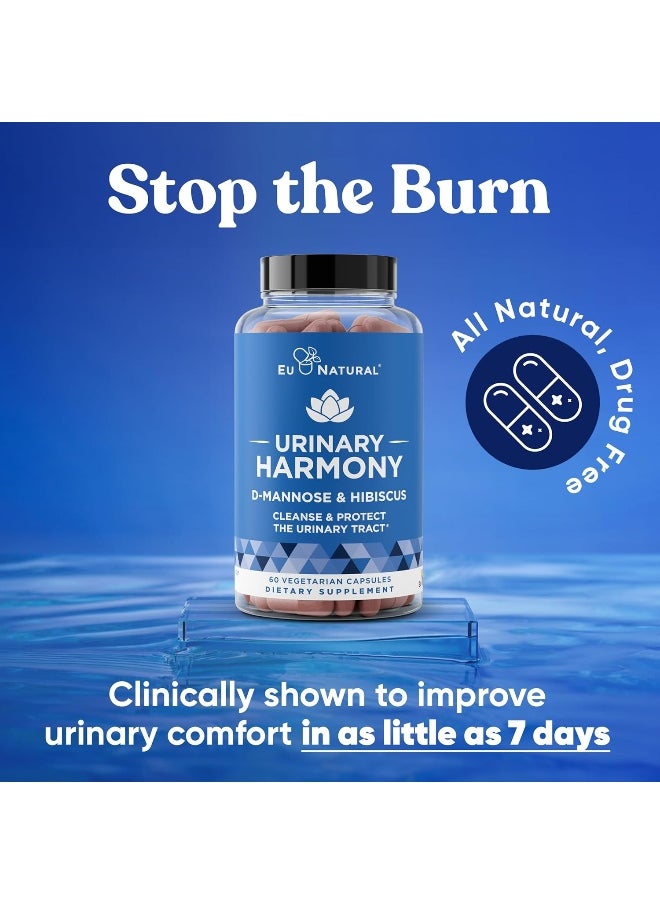 Eu Natural Harmony D-Mannose – Urinary Tract Ut Cleanse & Bladder Health – Fast-Acting Detoxifying Strength, Flush Impurities, Clear System – Hibiscus Pills  - Image 2
